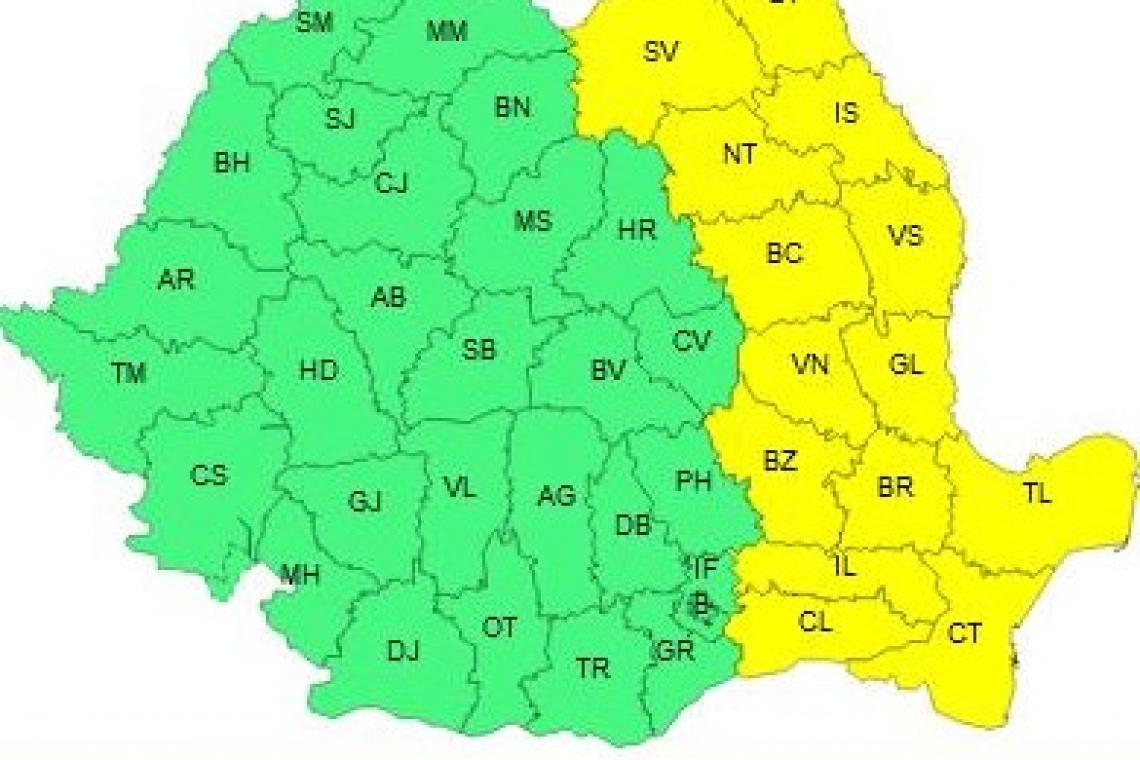 Informare meteo de precipitaţii pentru toată ţara, până marți dimineață