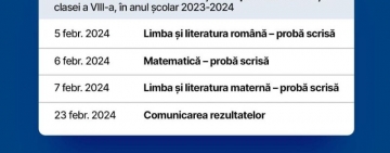 Luni, 5 februarie, încep simulările pentru evaluarea națională a absolvenților clasei a VIII-a 2024