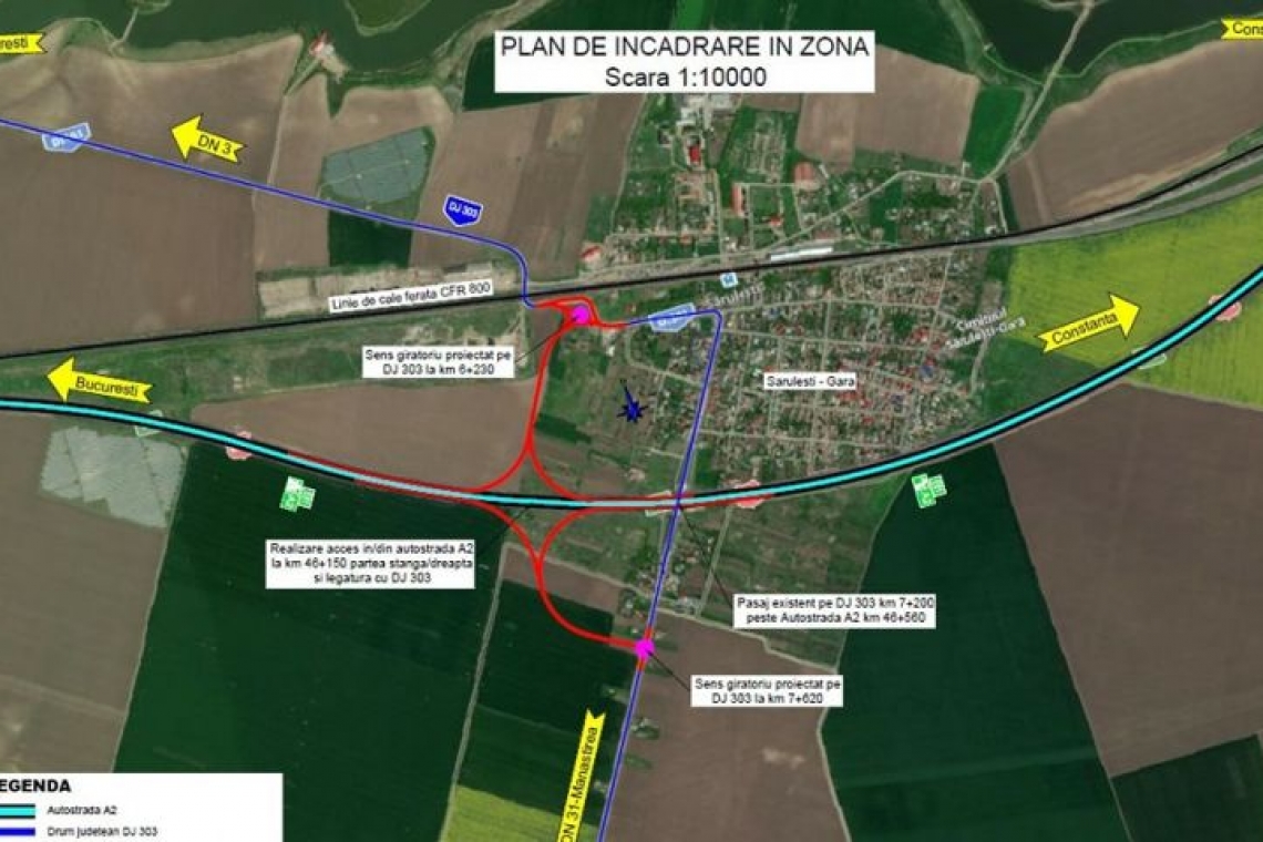 SF-ul privind realizarea unei bretele de acces în A2 pe la Sărulești, avizat în CTE