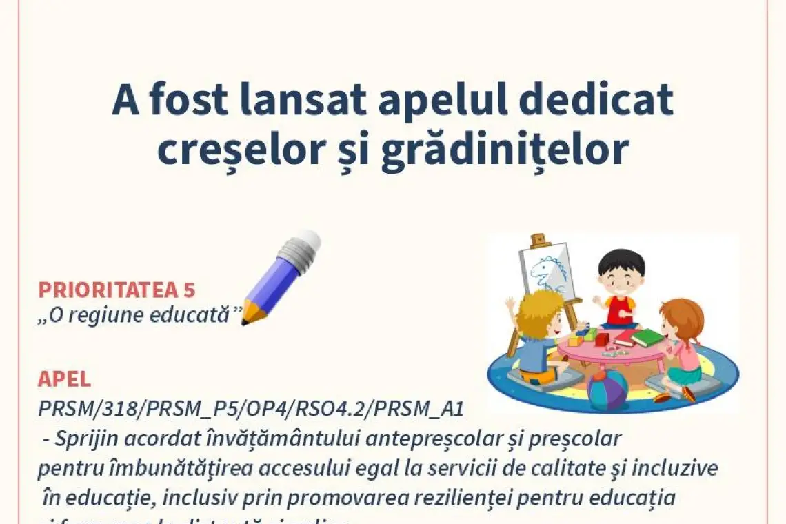 ADR Sud Muntenia anunță lansarea apelului destinat creșelor și grădinițelor