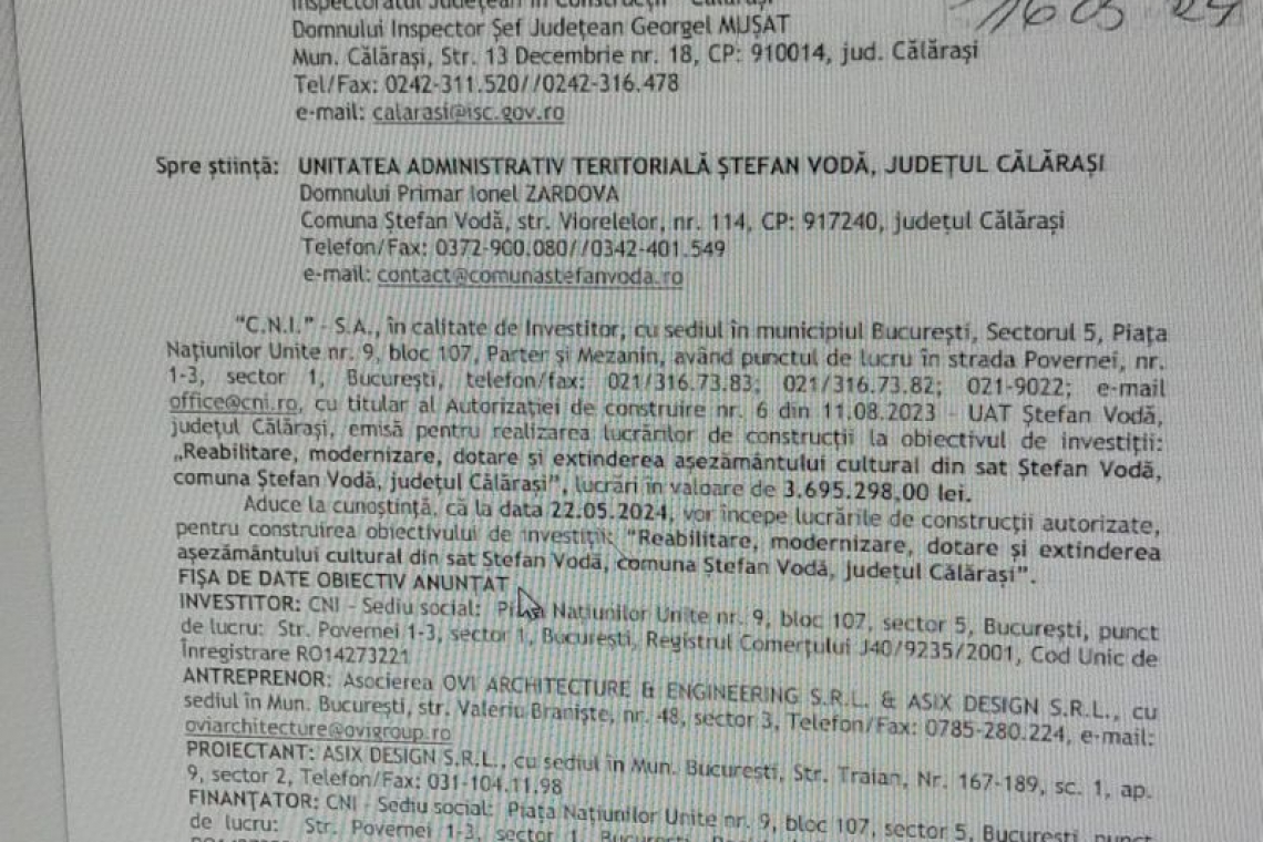 Ștefan Vodă | I. Zardova: A fost emis ordinul de începere a lucrărilor pentru modernizarea Căminului cultural