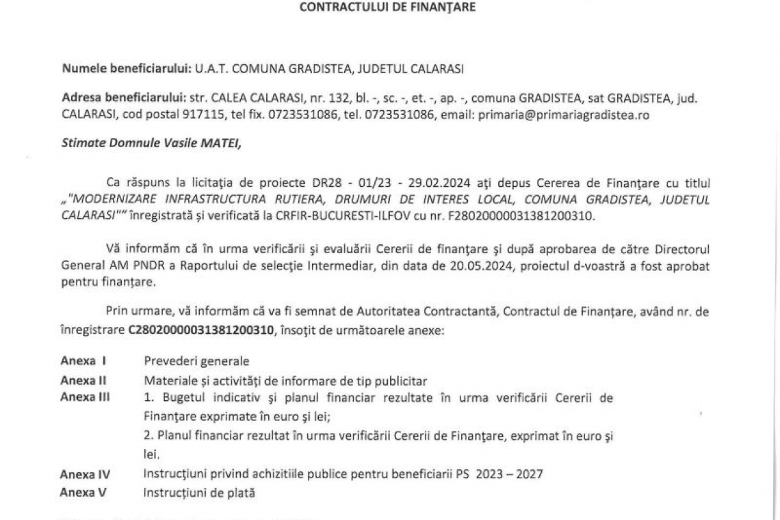 Grădiștea | Vasile Matei: În cadrul acestui proiect vom asfalta toate străzile unde avem asigurate utilitățile