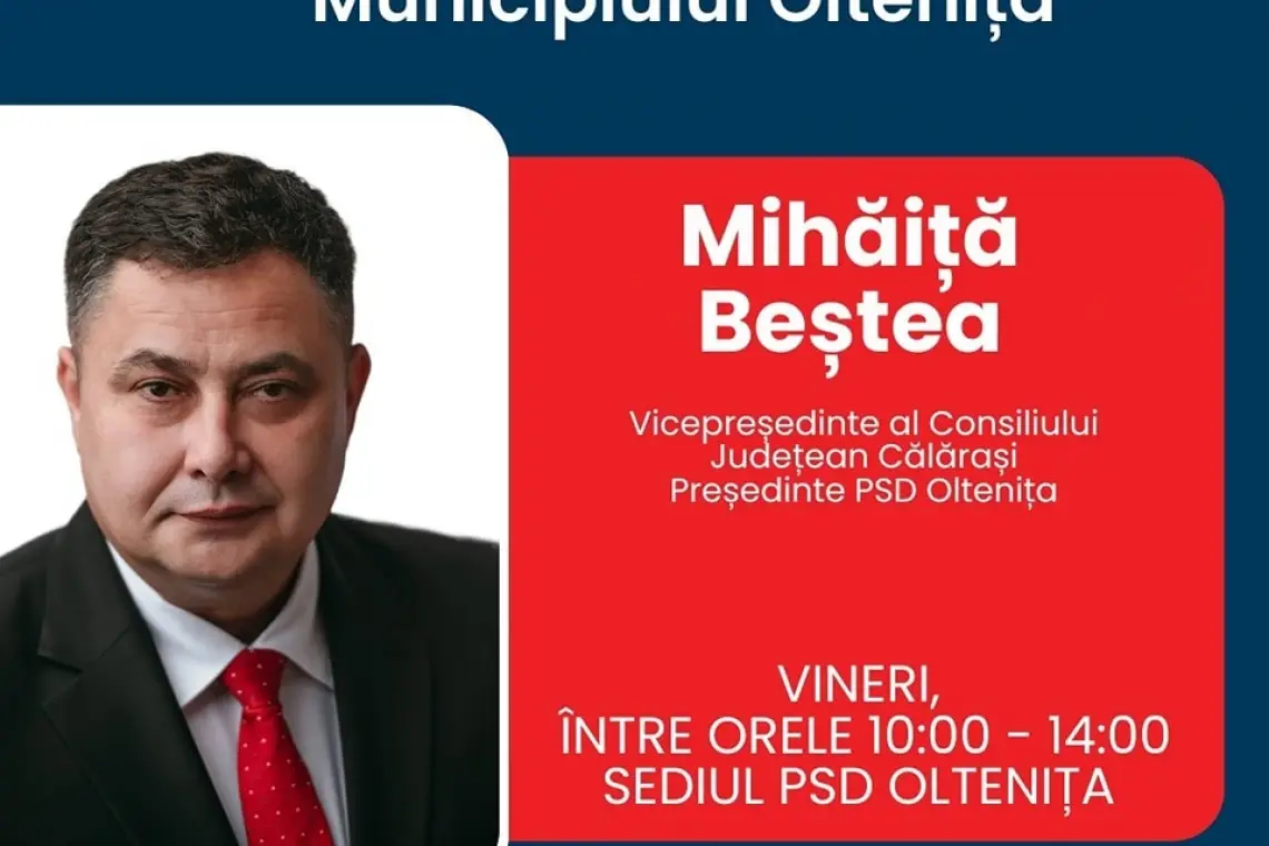 Mihăiță Beștea, mesaj pentru oltenițeni: Aștept să ne întâlnim, să schimbăm idei și să construim împreună viitorul comunității noastre