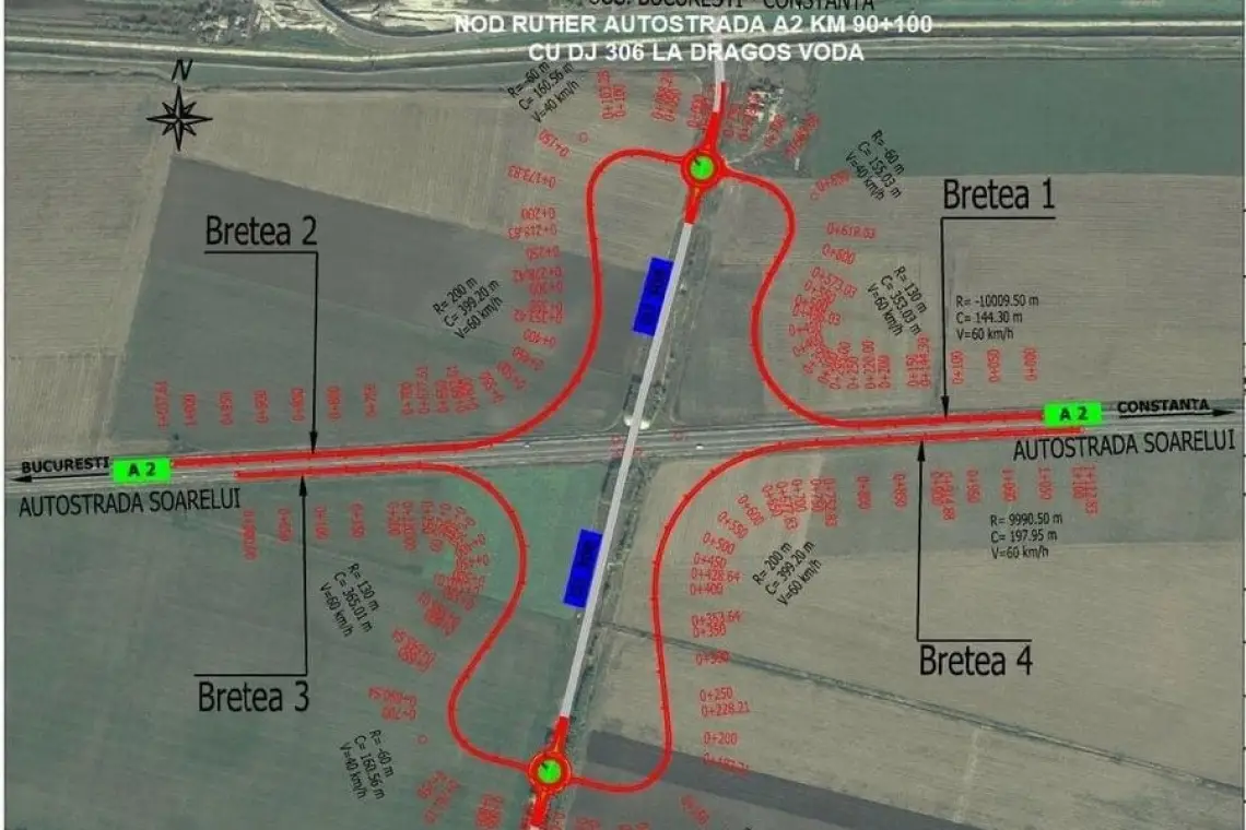 Trei oferte depuse pentru construcția nodului rutier pe A2, la Dragoș Vodă