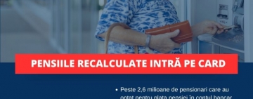 Pensiile recalculate sunt virate astăzi în conturile beneficiarilor