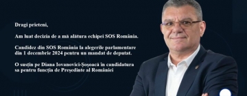 Dumitru Coarnă: Candidez din SOS România la alegerile parlamentare din 1 decembrie 2024 pentru un mandat de deputat