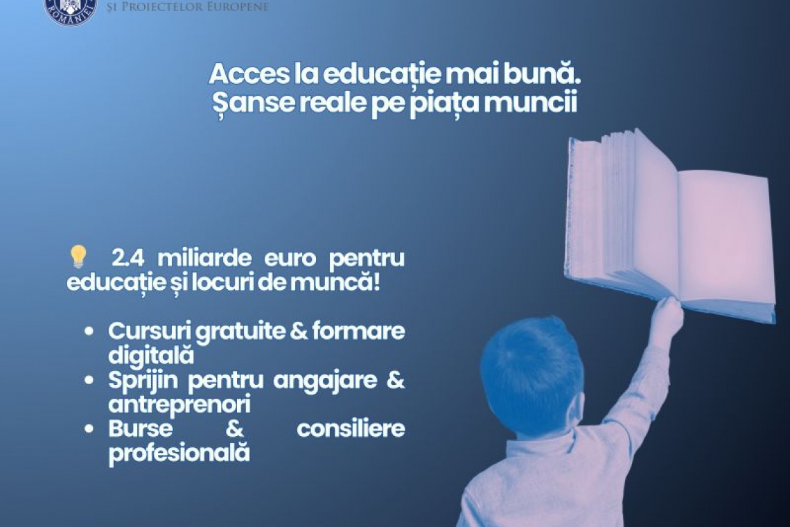 MIPE lansează în 2025 finanțări de aproape 2,4 miliarde euro pentru educație și locuri de muncă