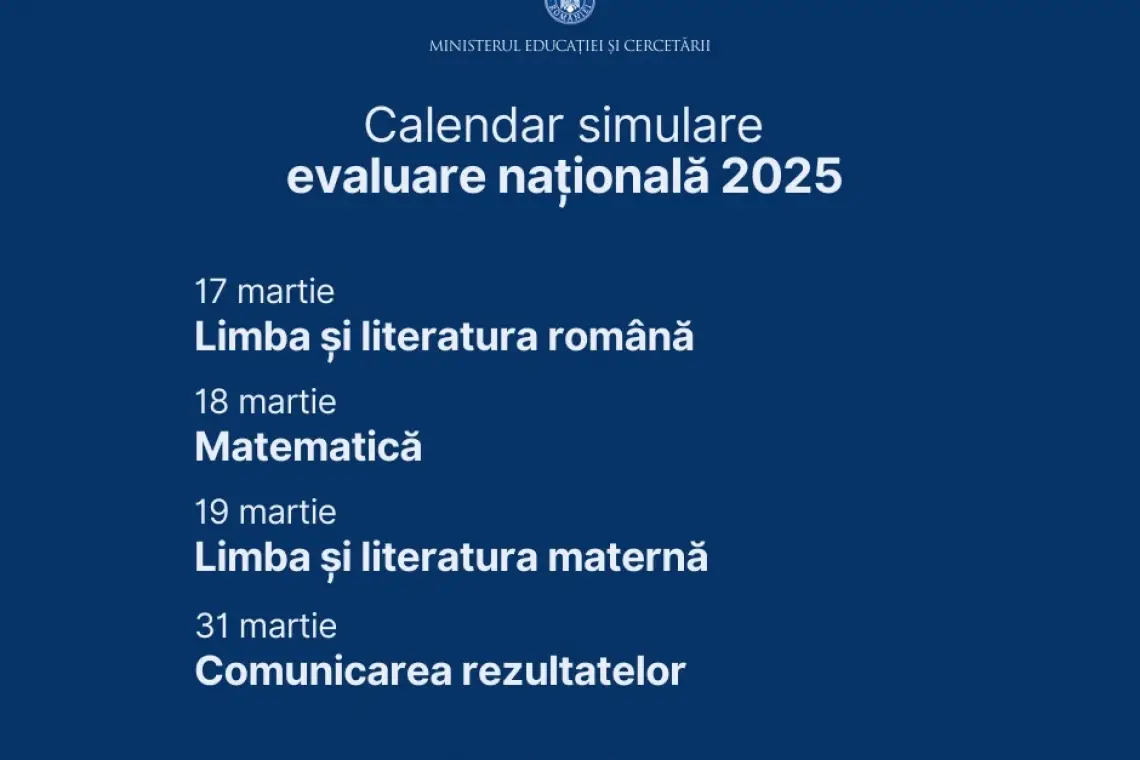 Luni, 17 martie, începe simularea Evaluării Naționale a absolvenților de clasa a VIII-a (EN VIII) - 2025