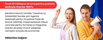 Sprijin pentru integrarea tinerilor pe piața muncii: Peste 63 milioane de euro pentru proiecte dedicate tinerilor NEETs
