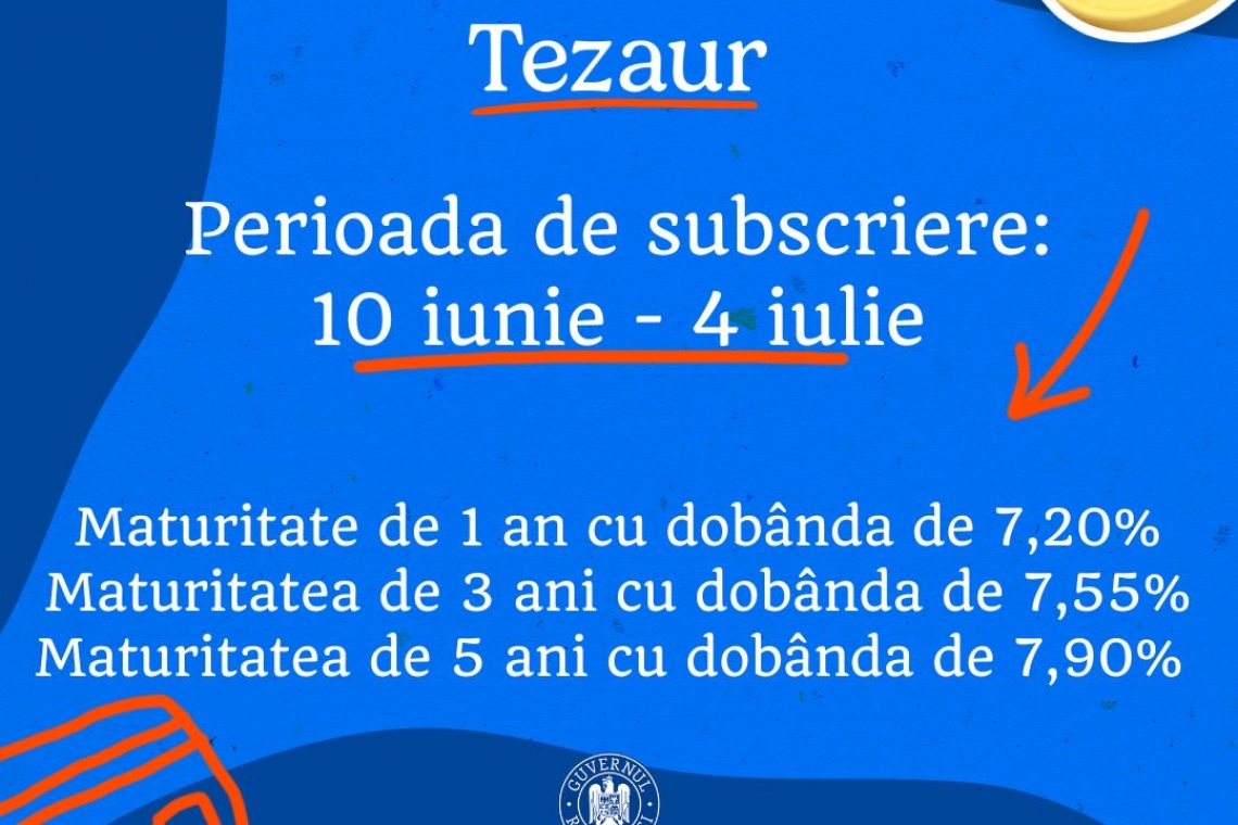 MF | O nouă ediție TEZAUR începe astăzi, 10 iunie, cu dobânzi de până la 7,90%