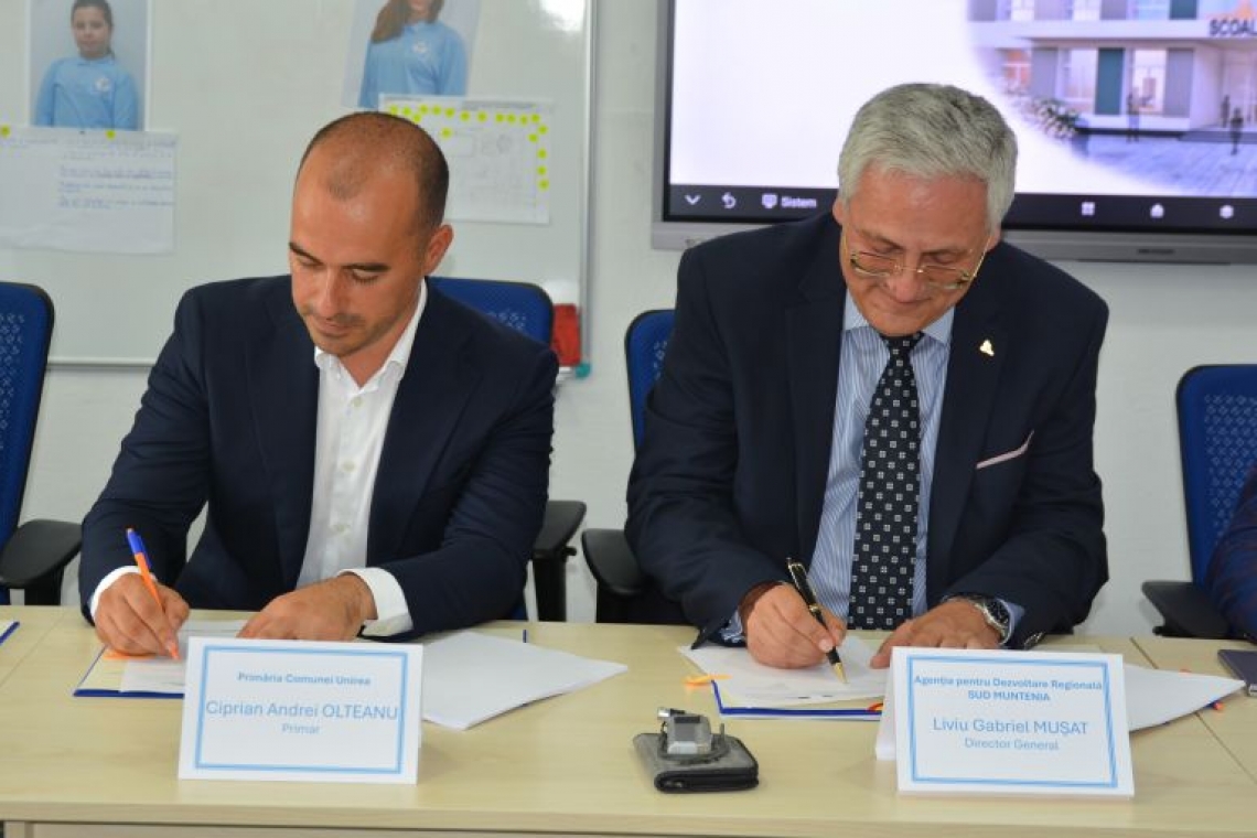 Start pentru modernizarea școlilor: Unirea, primul contract finanțat în cadrul Programului Regional Sud-Muntenia 2021–2027, Prioritatea 5