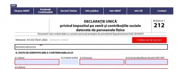 Cum se depune Declarația Unică privind impozitul pe venit (212) și contribuțiile sociale datorate de persoanele fizice