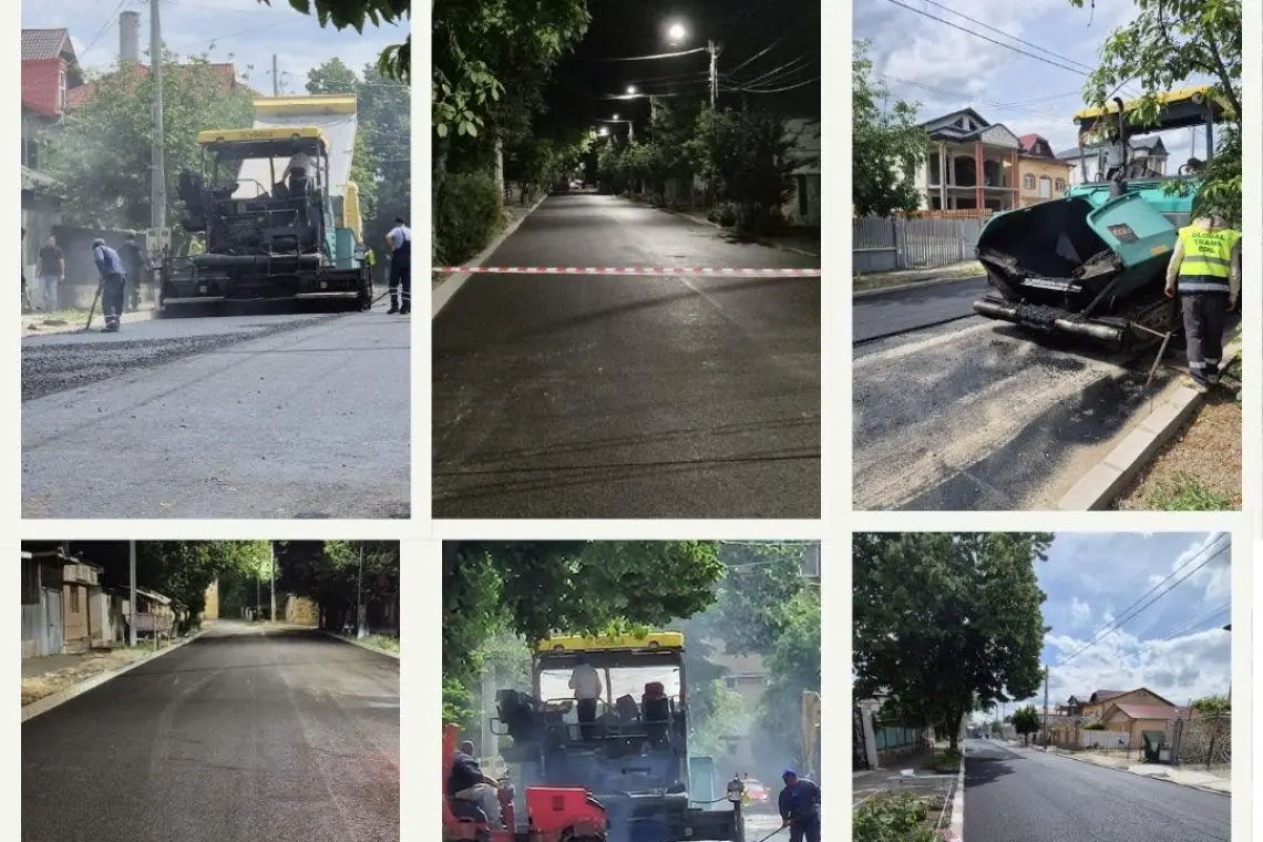 Oltenița | Se toarnă stratul final de asfalt pe străzile Mircea Eliade și Nicolae Bălcescu