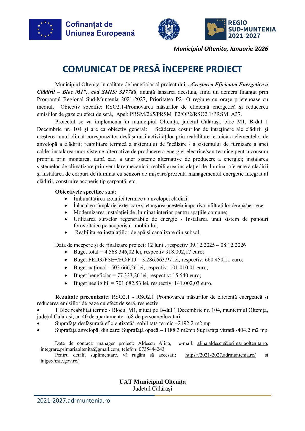 comunicat presa PR 2027 M1 inceput
