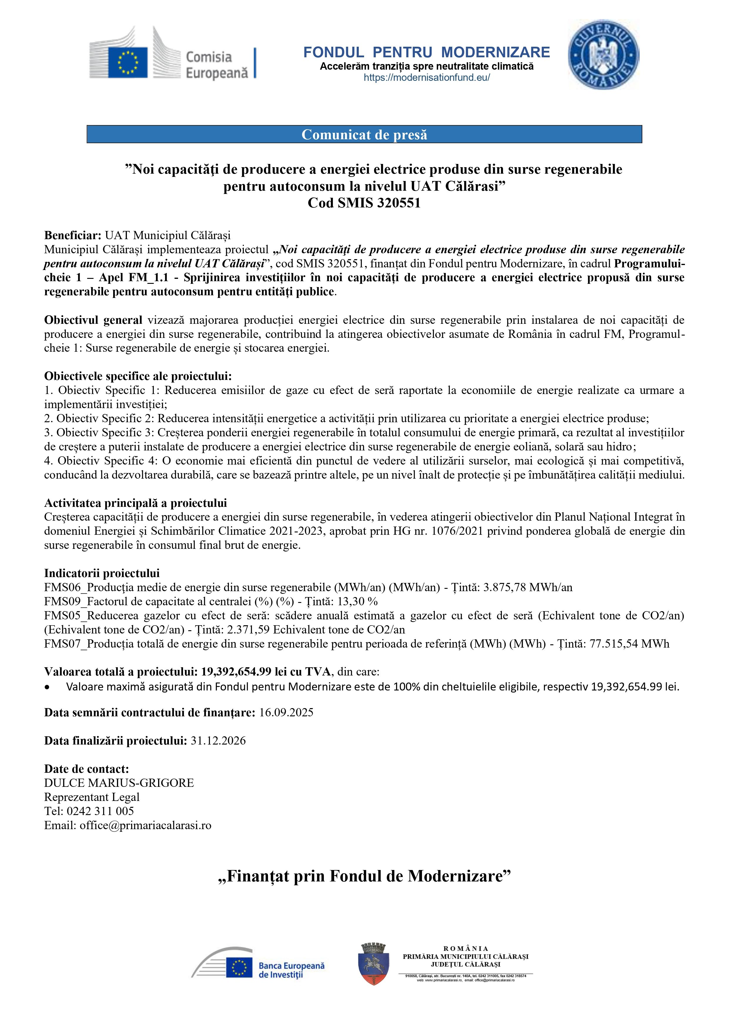 Comunicat presa Fotovoltaice