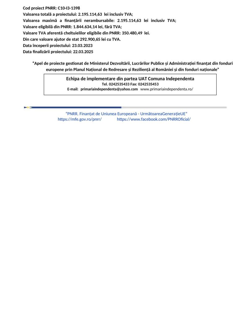 Comunicat de presa Independenta PNRR 2